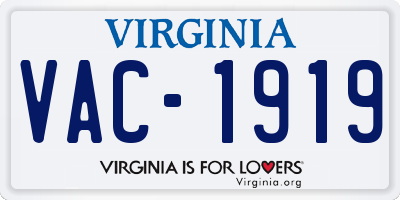 VA license plate VAC1919