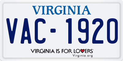 VA license plate VAC1920