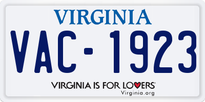 VA license plate VAC1923