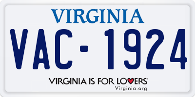 VA license plate VAC1924