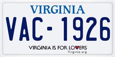 VA license plate VAC1926