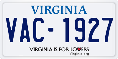 VA license plate VAC1927