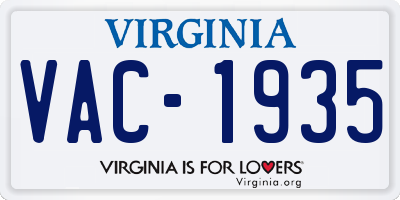 VA license plate VAC1935