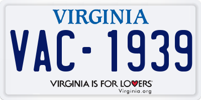 VA license plate VAC1939