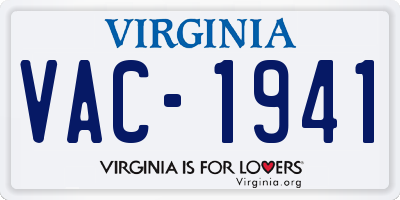 VA license plate VAC1941