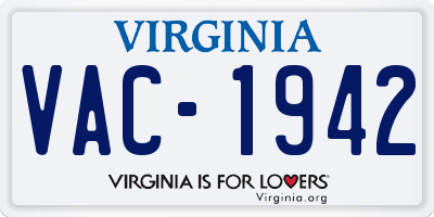 VA license plate VAC1942