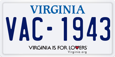 VA license plate VAC1943