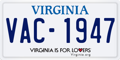 VA license plate VAC1947