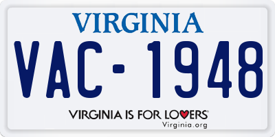 VA license plate VAC1948