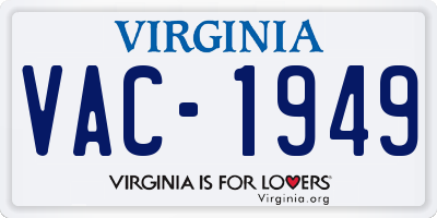 VA license plate VAC1949