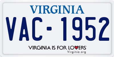 VA license plate VAC1952