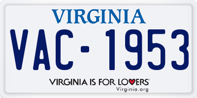 VA license plate VAC1953