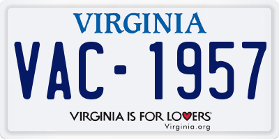 VA license plate VAC1957