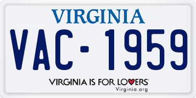 VA license plate VAC1959