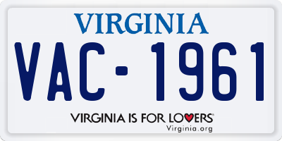 VA license plate VAC1961