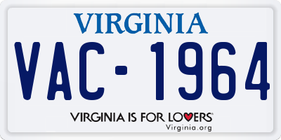 VA license plate VAC1964