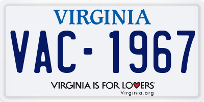 VA license plate VAC1967