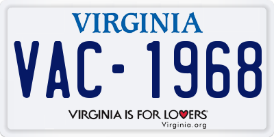 VA license plate VAC1968