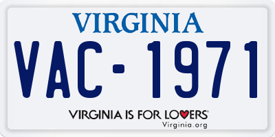 VA license plate VAC1971