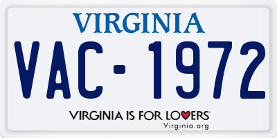 VA license plate VAC1972