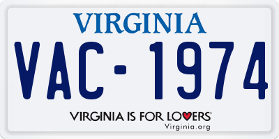 VA license plate VAC1974