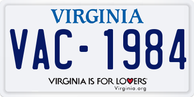 VA license plate VAC1984