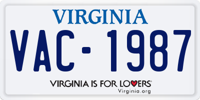 VA license plate VAC1987