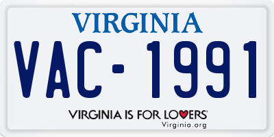VA license plate VAC1991