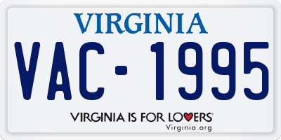 VA license plate VAC1995