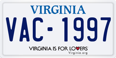 VA license plate VAC1997