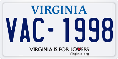 VA license plate VAC1998