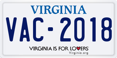 VA license plate VAC2018