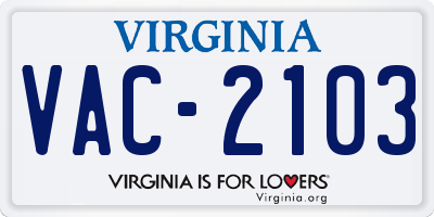 VA license plate VAC2103