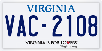 VA license plate VAC2108