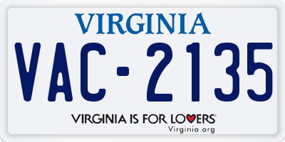 VA license plate VAC2135