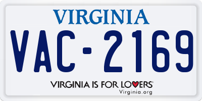 VA license plate VAC2169