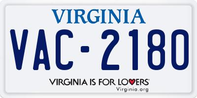 VA license plate VAC2180