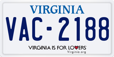 VA license plate VAC2188