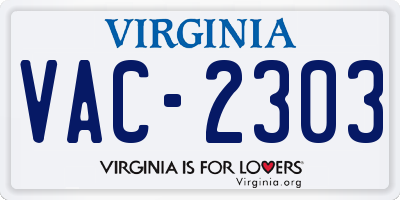 VA license plate VAC2303
