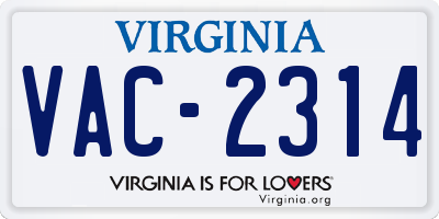 VA license plate VAC2314