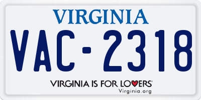 VA license plate VAC2318