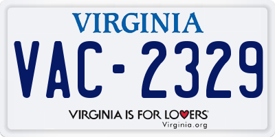 VA license plate VAC2329