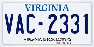 VA license plate VAC2331