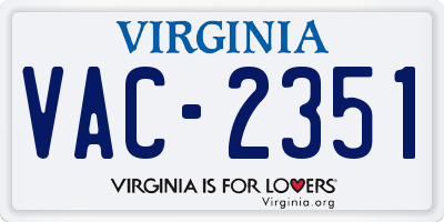 VA license plate VAC2351