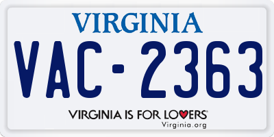 VA license plate VAC2363