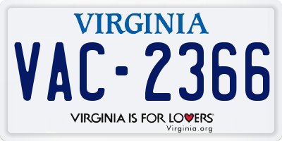 VA license plate VAC2366