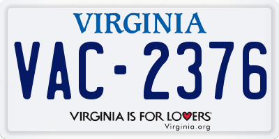 VA license plate VAC2376