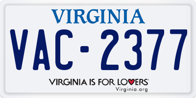 VA license plate VAC2377