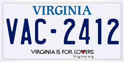 VA license plate VAC2412