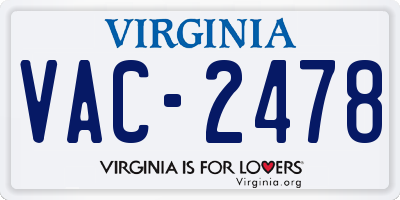 VA license plate VAC2478